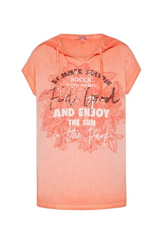 SOCCX Damen Kapuzenshirt mit Pailletten-Artwork Peach Pearl L von SOCCX