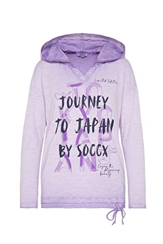 SOCCX Damen Kapuzenshirt mit Wording Print Faded Lavender XXL von SOCCX