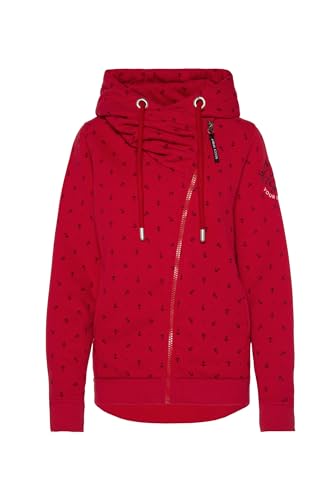 SOCCX Damen Kapuzensweatjacke mit asymmetrischem Zipper Clear Red L von SOCCX