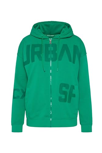 SOCCX Damen Kapuzensweatjacke mit tonigen Prints Active Green L von SOCCX