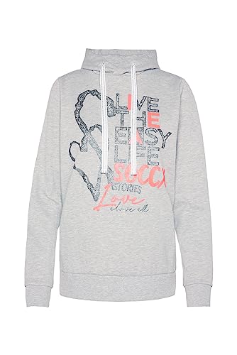 SOCCX Damen Kapuzensweatshirt mit Glitter Artwork Grey Melange L von SOCCX