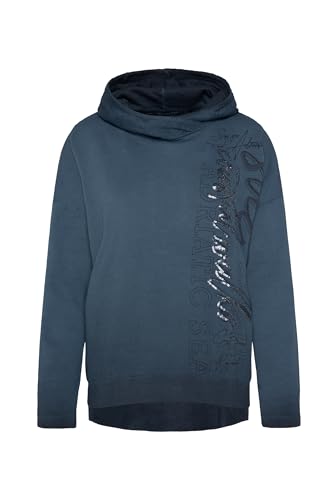 SOCCX Damen Kapuzensweatshirt mit Pailletten-Artwork Horizon Navy L von SOCCX