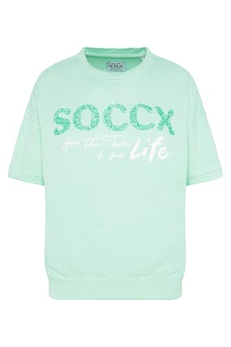 SOCCX Damen Kurzarm-Sweatshirt mit Pailletten-Logo Leafy Mint, M SOCCX Damen Kurzarm-Sweatshirt mit Pailletten-Logo Leafy Mint, M von SOCCX