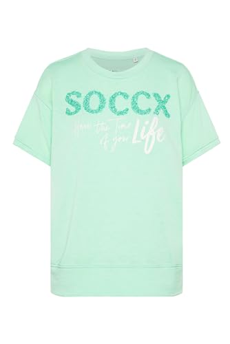 SOCCX Damen Kurzarm-Sweatshirt mit Pailletten-Logo Leafy Mint L von SOCCX