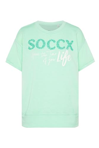 SOCCX Damen Kurzarm-Sweatshirt mit Pailletten-Logo Leafy Mint XXL von SOCCX