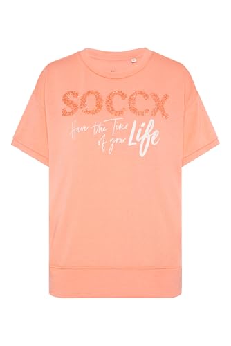 SOCCX Damen Kurzarm-Sweatshirt mit Pailletten-Logo Peach Pearl XL von SOCCX