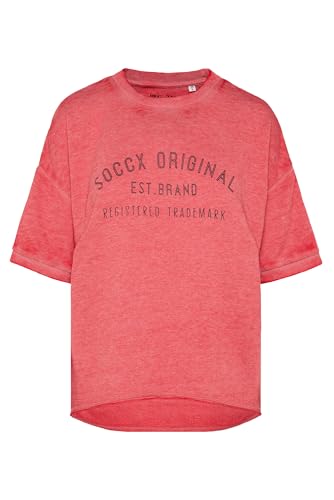 SOCCX Damen Kurzarm-Sweatshirt mit Retro Logo Clear Red XL von SOCCX