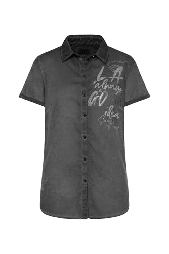 SOCCX Damen Kurzarmbluse Inside Oil Dyed mit Artwork Black, L SOCCX Damen Kurzarmbluse Inside Oil Dyed mit Artwork Black, L von SOCCX