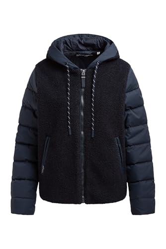 SOCCX Damen Kurzjacke im Materialmix mit Kapuze Blue Navy, Xl von SOCCX