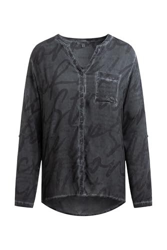 SOCCX Damen Langarmbluse mit All Over Print Lunar Grey, L von SOCCX