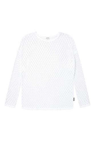 SOCCX Damen Langarmshirt mit Ajour-Muster Opticwhite, XL von SOCCX