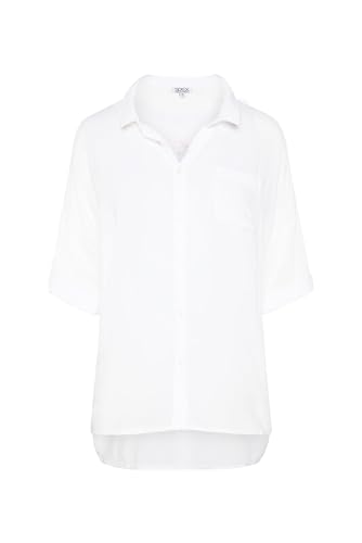 SOCCX Damen Lange Bluse mit Rücken-Print Opticwhite M von SOCCX