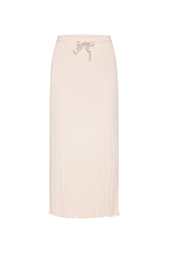 SOCCX Damen Langer Bleistiftrock aus Rippjersey mit Elastikbund Milky Beige, L von SOCCX