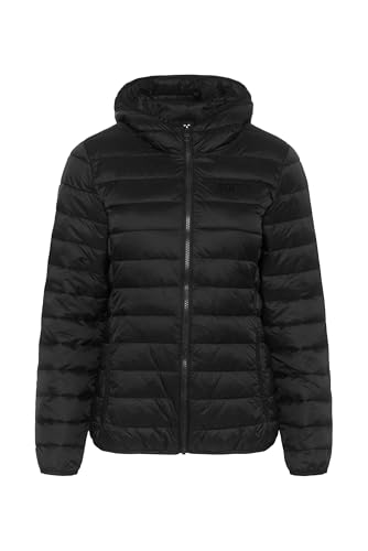 SOCCX Damen Leichte Steppjacke mit Kapuze Black, L von SOCCX