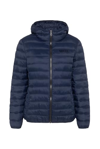 SOCCX Damen Leichte Steppjacke mit Kapuze Blue Navy M von SOCCX