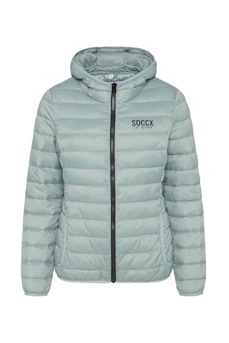 SOCCX Damen Leichte Steppjacke mit Kapuze Frosted Lake XXXL von SOCCX