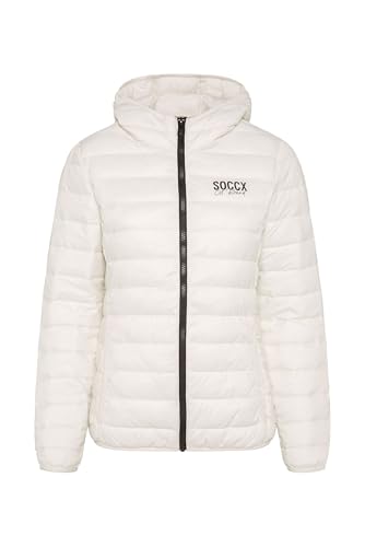 SOCCX Damen Leichte Steppjacke mit Kapuze Kitt, Xl von SOCCX