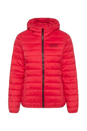 SOCCX Damen Leichte Steppjacke mit Kapuze Royal Red S von SOCCX