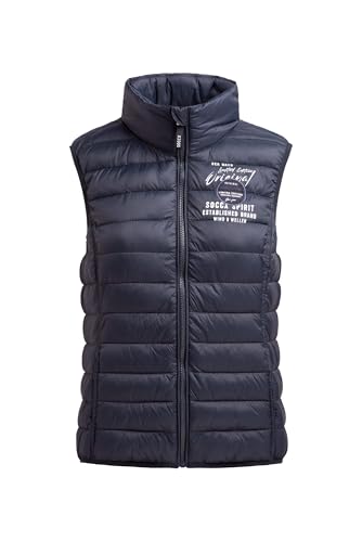 SOCCX Damen Leichte Steppweste mit Prints und Patch Blue Navy, S von SOCCX