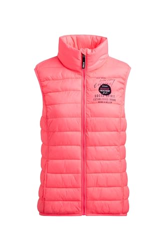 SOCCX Damen Leichte Steppweste mit Prints und Patch Neon Pink, Xxxl von SOCCX
