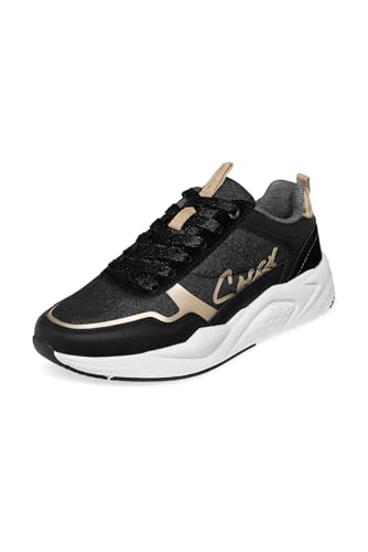 SOCCX Damen Leichter Sneaker mit Glitter-Design Black 41 von SOCCX