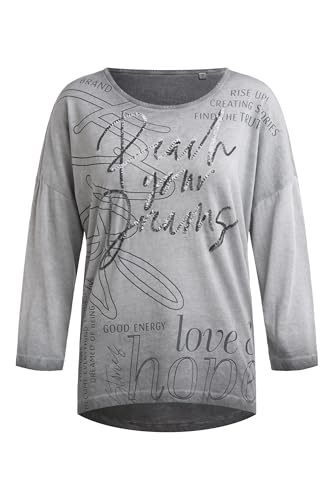 SOCCX Damen Oversized-Shirt Oil Dyed mit Artwork Lunar Grey, XXL von SOCCX