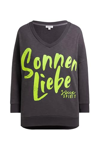 SOCCX Damen Oversized Sweatshirt mit V-Ausschnitt und Print Charcoal Mist, M von SOCCX