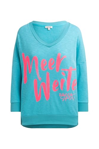 SOCCX Damen Oversized Sweatshirt mit V-Ausschnitt und Print Ocean Flash, XXL von SOCCX