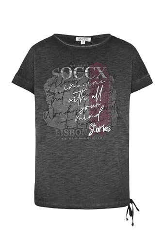 SOCCX Damen Oversized T-Shirt mit Artwork Black S von SOCCX