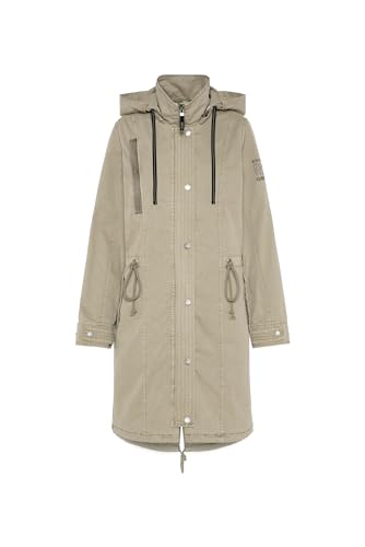 SOCCX Damen Parka mit Kapuze und Rücken-Artwork Soft Olive L von SOCCX