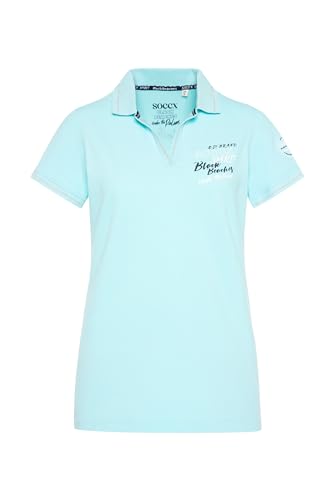 SOCCX Damen Pikee-Polo mit Rücken-Print Cool Aqua XL von SOCCX