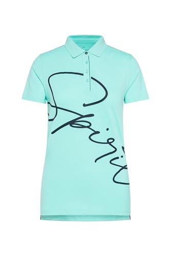 SOCCX Damen Pikee-Poloshirt, Modischer Wording Print, Baumwolle, Aqua Splash,XXL SOCCX Damen Pikee-Poloshirt, Modischer Wording Print, Baumwolle, Aqua Splash,XXL von SOCCX