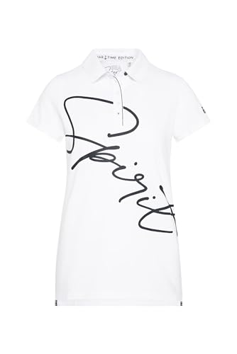 SOCCX Damen Poloshirt aus Pikee mit Label Print Opticwhite L von SOCCX