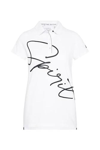 SOCCX Damen Poloshirt aus Pikee mit Label Print Opticwhite XXL von SOCCX