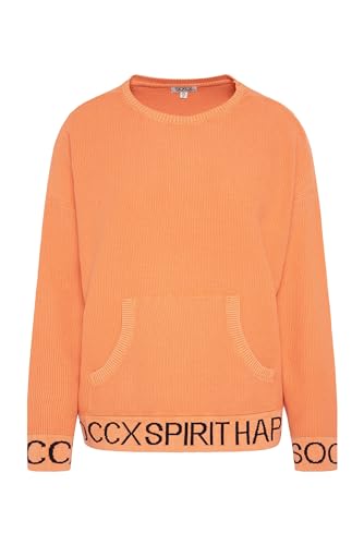 SOCCX Damen Pullover mit U-Bootausschnitt und Intarsia-Logo Apricot Blush XL/XXL von SOCCX