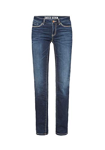 SOCCX Damen Regular Fit Jeans RO:My mit Kontrastnähten Dark Blue 27 34 von SOCCX