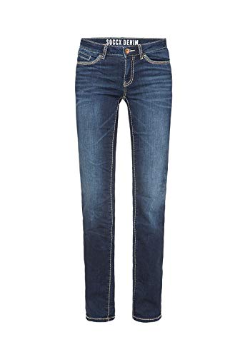 SOCCX Damen Regular Fit Jeans RO:My mit Kontrastnähten Dark Blue 28 30 von SOCCX