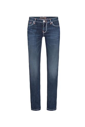 SOCCX Damen Regular Fit Jeans RO:My mit weißen Nähten Dark Used Vintage 27 34 von SOCCX