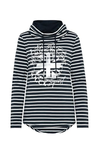 SOCCX Damen Ringelshirt mit hohem Kragen und Rubber-Artwork Blue Navy S SOCCX Damen Ringelshirt mit hohem Kragen und Rubber-Artwork Blue Navy S von SOCCX