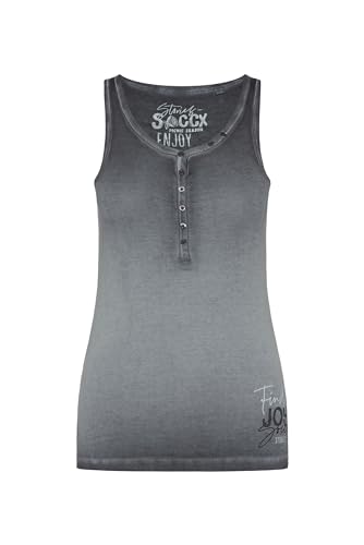 SOCCX Damen Ripptop mit Knopfleiste und Rücken-Print Blueberry XL von SOCCX