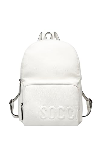 SOCCX Damen Rucksack aus genarbtem Lederimitat mit Logo-Prägung Ivory None von SOCCX