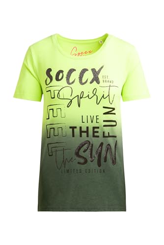SOCCX Damen Rundhalsshirt Dip Dye mit Glitter Print Electric Lemon, XXXL von SOCCX
