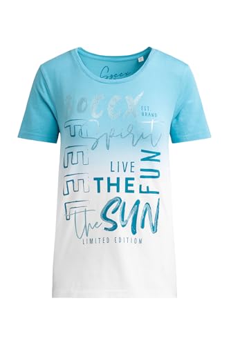 SOCCX Damen Rundhalsshirt Dip Dye mit Glitter Print Ocean Flash, XXL von SOCCX