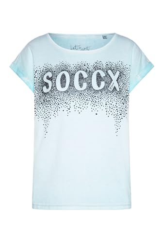 SOCCX Damen Rundhalsshirt Oil Dyed mit Puffprint-Artwork Fresh Breeze, M von SOCCX