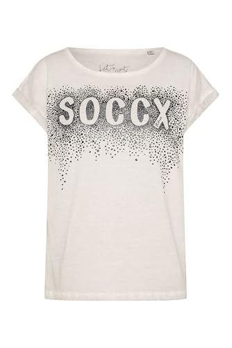 SOCCX Damen Rundhalsshirt Oil Dyed mit Puffprint-Artwork Silvery, XXL SOCCX Damen Rundhalsshirt Oil Dyed mit Puffprint-Artwork Silvery, XXL von SOCCX