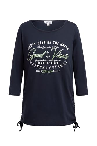 SOCCX Damen Rundhalsshirt mit 3/4-Ärmeln und Seitenraffung Blue Navy, XXL von SOCCX