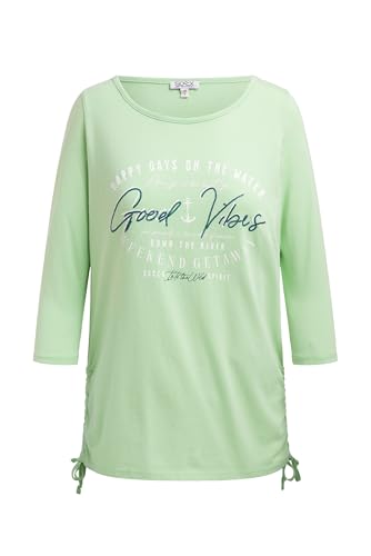 SOCCX Damen Rundhalsshirt mit 3/4-Ärmeln und Seitenraffung Milky Green, L von SOCCX