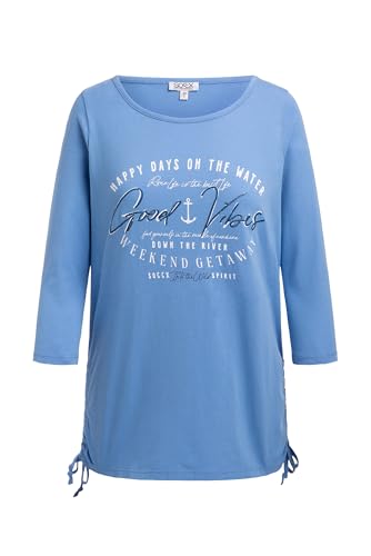 SOCCX Damen Rundhalsshirt mit 3/4-Ärmeln und Seitenraffung River Blue, M von SOCCX