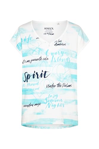 SOCCX Damen Serafino-Shirt mit Streifenprint Cool Aqua S von SOCCX