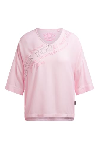 SOCCX Damen Shirt im Materialmix mit Folienprint Smooth Rose, M von SOCCX